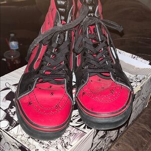 Vans Red and Black High-Top Sneakers